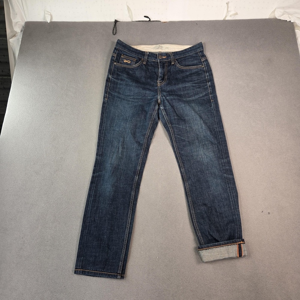 PLAC Jeans Mens Blue Selvedge Slim Straight Fit Stretch Raw Dark Wash Fits 28x26